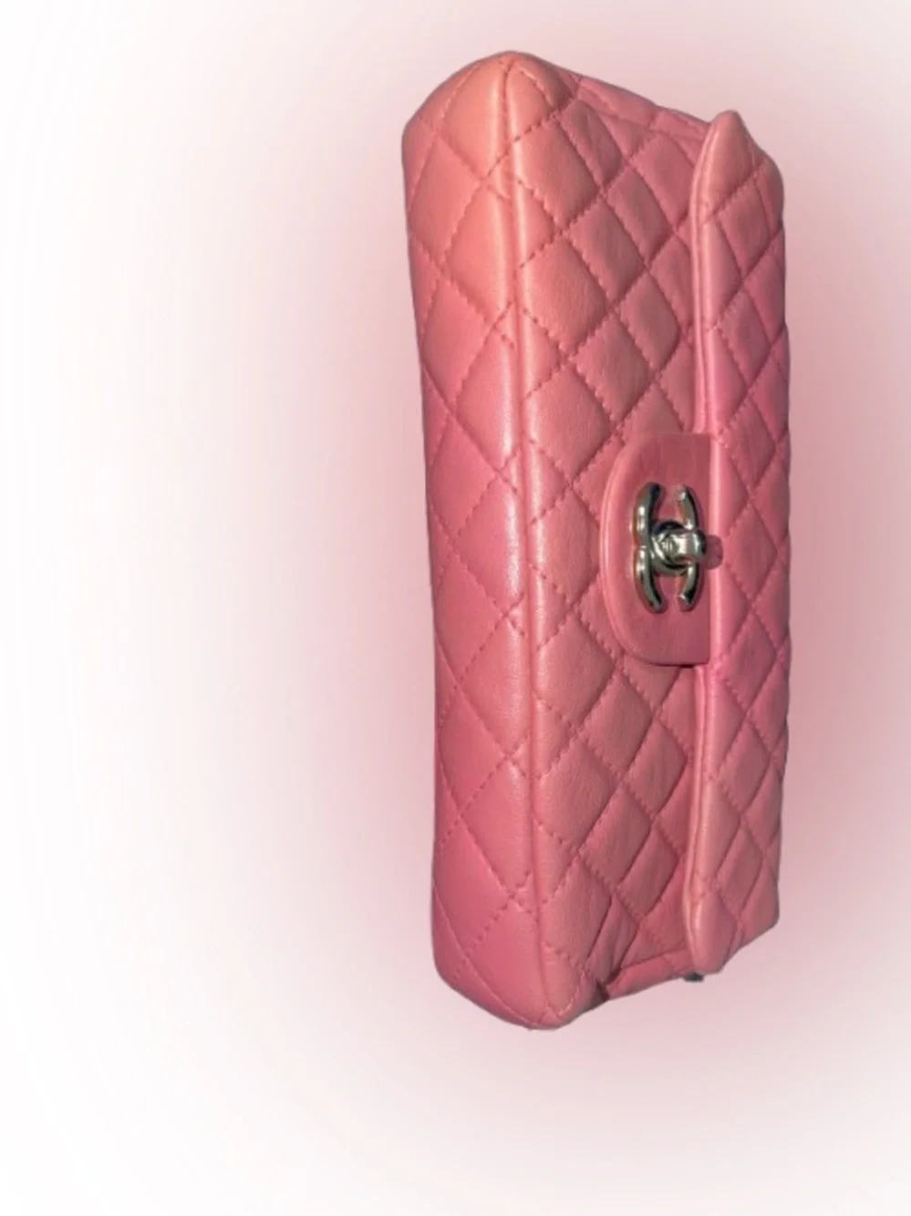 CHANEL Pink Quilted Lambskin Mini Flap Shoulder Bag with Silver Chain